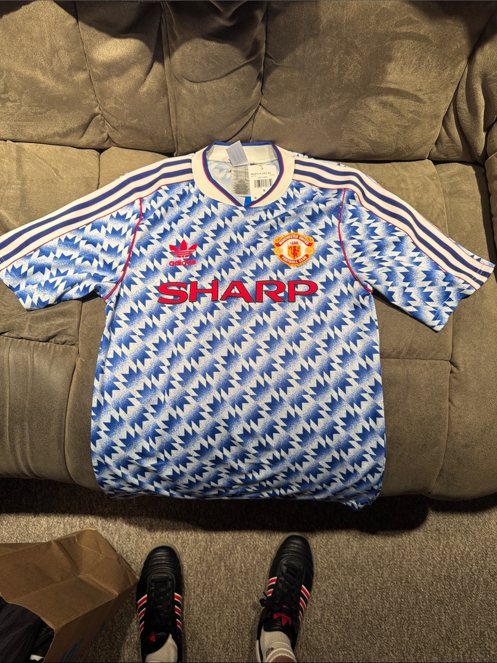 Adidas Manchester United Vintage Blue Patterned Short-Sleeve Jersey